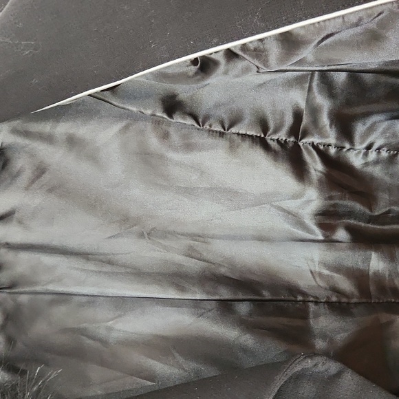 BEBE Black Car Length Swing Coat Faux Fur Trim Large - Picture 7 of 13